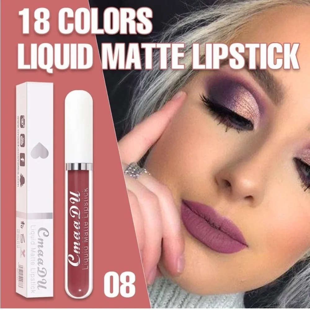 CmaaDu (8) Deep Mauve Liquid Matte Lipstick. 24 Hour Lips.  #08